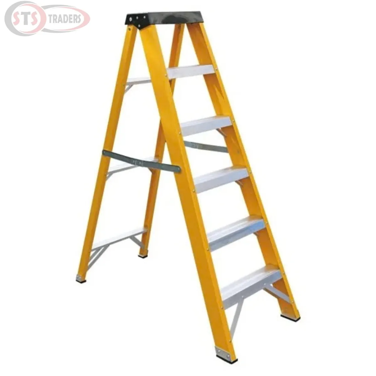 Fiberglass Single Step Folding Ladder In Yellow