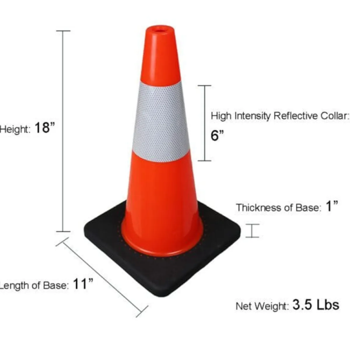 Reflective PVC Traffic Cone With Rubber Base