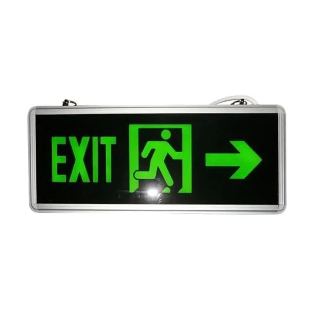Aluminium Emergency Hanging Black Exit Light