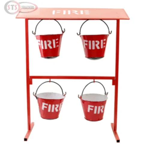 Fire Bucket With 4 Bucket & Stand