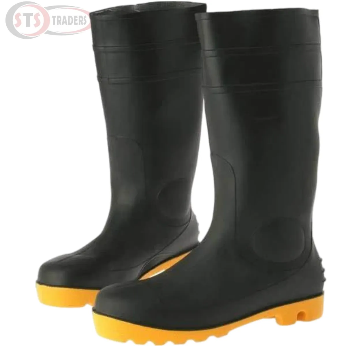 Gumboots Steel Cap Black With Yellow Sole