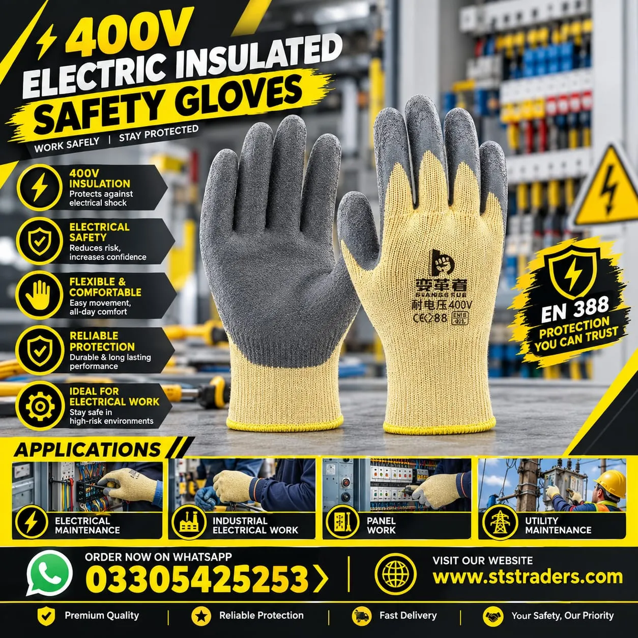 400V Insulated Safety Electric Hand Gloves in Pakistan