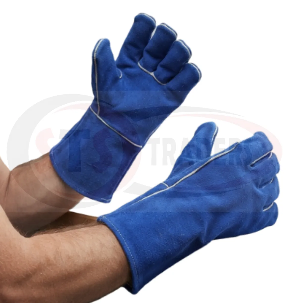 Flame Heat Resistant Welding Royal Blue Leather Hand Gloves